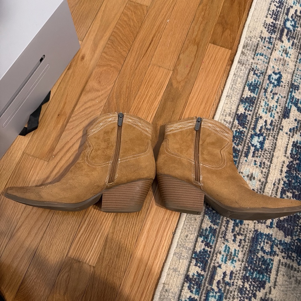 Francesca's Collections Brown Embroidered Ankle Booties - Picture 2 of 5